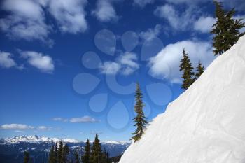 Royalty Free Photo of a Scenic of Snow-Covered Mountain Side