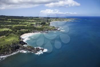Royalty Free Photo of an Aerial View of Rocky Coastline on Maui, Hawaii