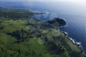 Royalty Free Photo of an Aerial View of a Coastal Landscape of Maui, Hawaii
