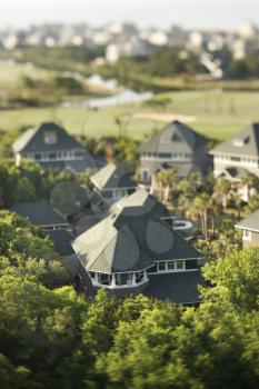 Aerial view of residential community on Bald Head Island, North Carolina. 