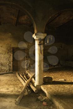 Royalty Free Photo of an Old Abandoned Building With Column and Arches in Tuscany, Italy