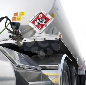 Royalty Free Photo of a Fuel Truck With a Flammable Sign