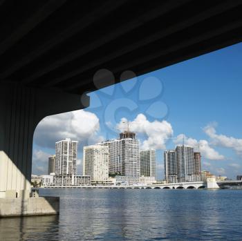 Royalty Free Photo of a Waterfront Skyline of Miami, Florida, USA