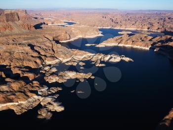 Royalty Free Photo of an Aerial view of Lake Powell and Glen Canyon