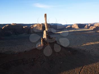 Royalty Free Photo of The Totem Pole Sandstone Rock Formation in Monument Valley, Utah