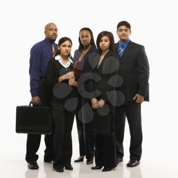 Royalty Free Photo of a Multi-Ethnic Business Group Standing Holding Briefcases