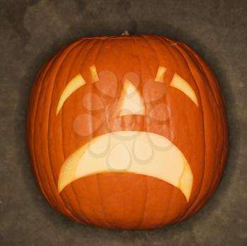 Royalty Free Photo of a Frowning Halloween Jack-o'-Lantern