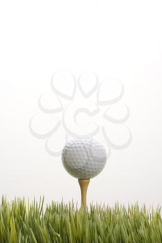 Royalty Free Photo of a Golf Ball Resting on a Tee in Grass