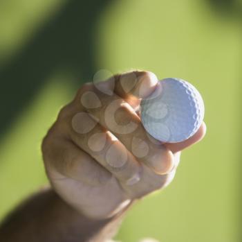 Royalty Free Photo of a Male Hand Holding a Golf Ball