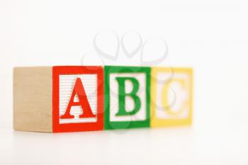ABC alphabet blocks lined up.