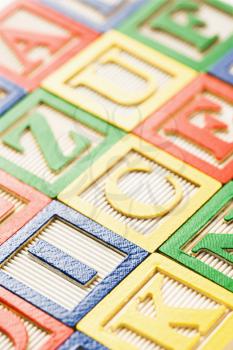Royalty Free Photo of Alphabet Toy Blocks Neatly Arranged