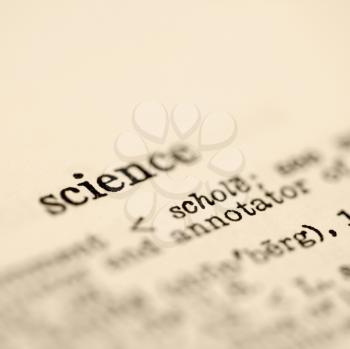 Royalty Free Photo of a Selective Focus of the Dictionary Definition for the Word Science