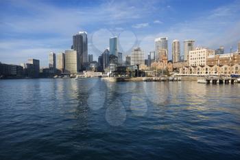 Royalty Free Photo of Sydney Cove With a View of the Downtown Skyline and Water in Sydney, Australia