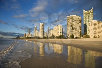 Royalty Free Photo of Beachfront High Rise Buildings on Surfers Paradise, Australia
