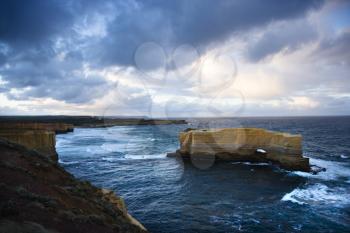 Royalty Free Photo of a Land Formation in Ocean as Seen From the Coast of Australia on the  Great Ocean Road