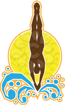 Royalty Free Clipart Image of a Retro Diver