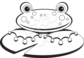 Royalty Free Clipart Image of a Frog in a Pond on a Lily Pad