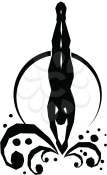 Royalty Free Clipart Image of a Retro Diver