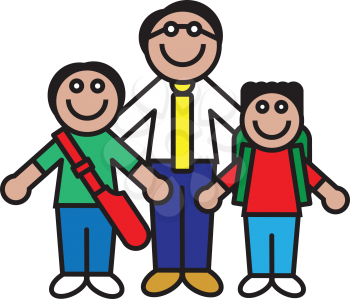 Royalty Free Clipart Image of a Father with Two Sons