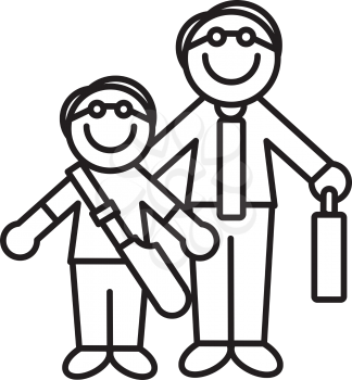 Royalty Free Clipart Image of a Father and a Son Holding Book Bags