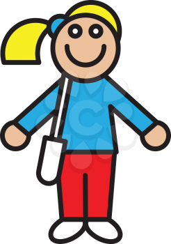 Royalty Free Clipart Image of a Girl Carrying a Book Bag
