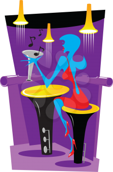 Royalty Free Clipart Image of a
Girl Listening to Music in a Club