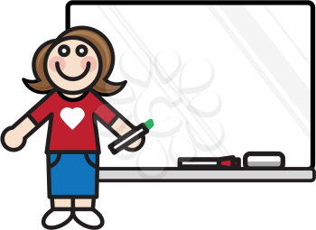 Royalty Free Clipart Image of a
Teacher and a Whiteboard