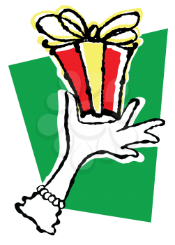 Royalty Free Clipart Image of a
Woman Holding a Gift