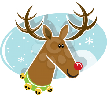 Royalty Free Clipart Image of Rudolph the Red Nosed Reindeer