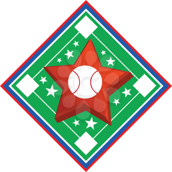 Royalty Free Clipart Image of a Star on a Baseball Diamond