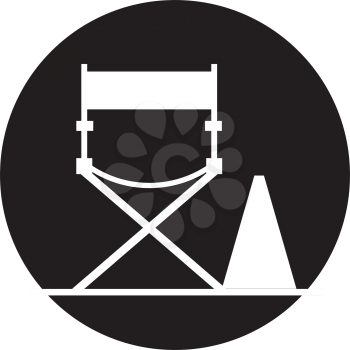 Royalty Free Clipart Image of a Symbol of a Director's Chair and Megaphone