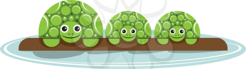 Royalty Free Clipart Image of Three Smiling Turtles