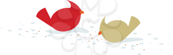 Royalty Free Clipart Image of A Pair Of Cardinals 
