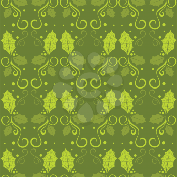 Royalty Free Clipart Image of a Green Holly Party Background
