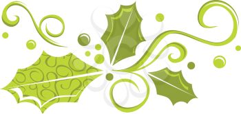Royalty Free Clipart Image of Green Holly Swirls