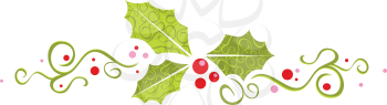Royalty Free Clipart Image of a Holly Trio Banner