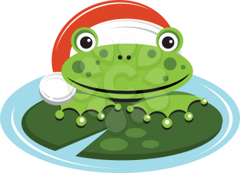 Royalty Free Clipart Image of a Frog Wearing a Santa Hat