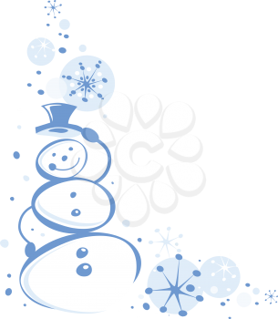 Royalty Free Clipart Image of a Snowman in a Corner