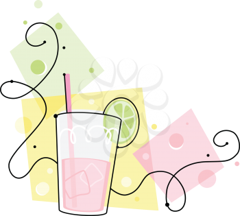 Royalty Free Clipart Image of a Glass of Pink Lemonade
