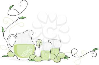 Royalty Free Clipart Image of a Lime Drink in a Pitcher
