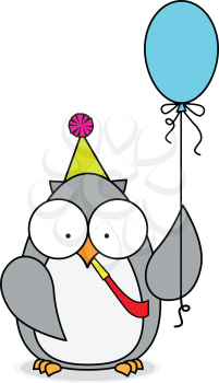 Royalty Free Clipart Image of an Owl With a Balloon