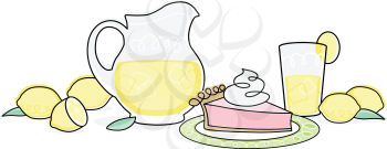 Royalty Free Clipart Image of Pie and Lemonade