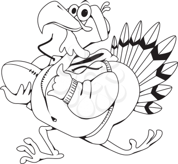 Royalty Free Clipart Image of a Turkey With Football