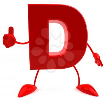 Royalty Free 3d Clipart Image of the Letter D Giving a Thumbs Up