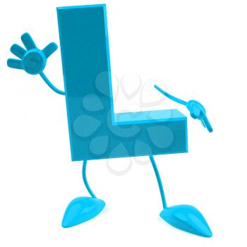 Royalty Free 3d Clipart Image of the Letter L Waving