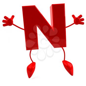 Royalty Free 3d Clipart Image of the Letter N Jumping
