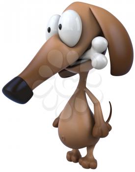 Royalty Free Clipart Image of a Dog With a Bone in Its Mouth