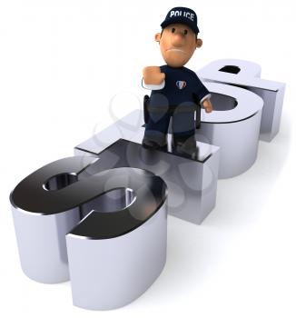 Royalty Free Clipart Image of a Police Officer Saying Stop