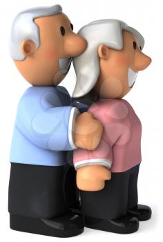 Royalty Free Clipart Image of a Grey Haired Couple