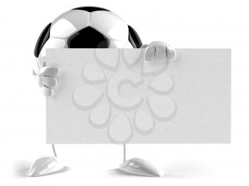 Royalty Free 3d Clipart Image of a Soccer Ball Character Holding a Sign
